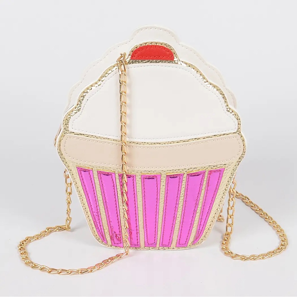 Cupcake Design Pink and White Crossbody Bag